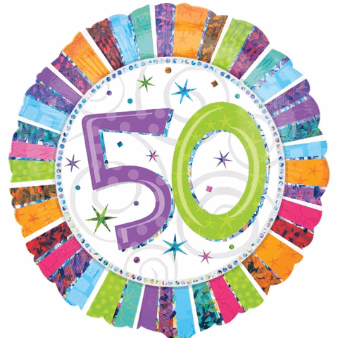 Radiant Multicolour 50th Foil Balloon - Eternity Party Express