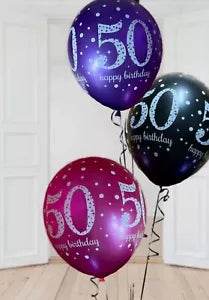 Pink Celebration Age 50th Birthday Latex Balloons - Eternity Party Express