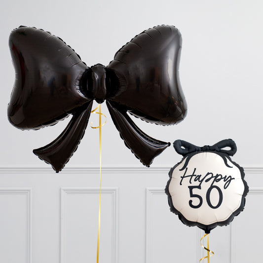 50th Black Bow Foil Balloon