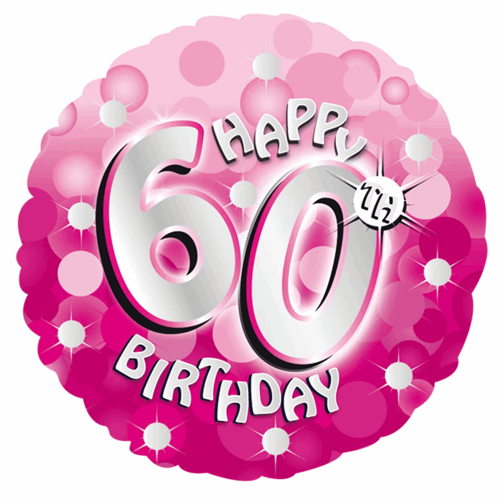 Happy 60th Birthday Pink Holographic Foil Balloon - Eternity Party Express