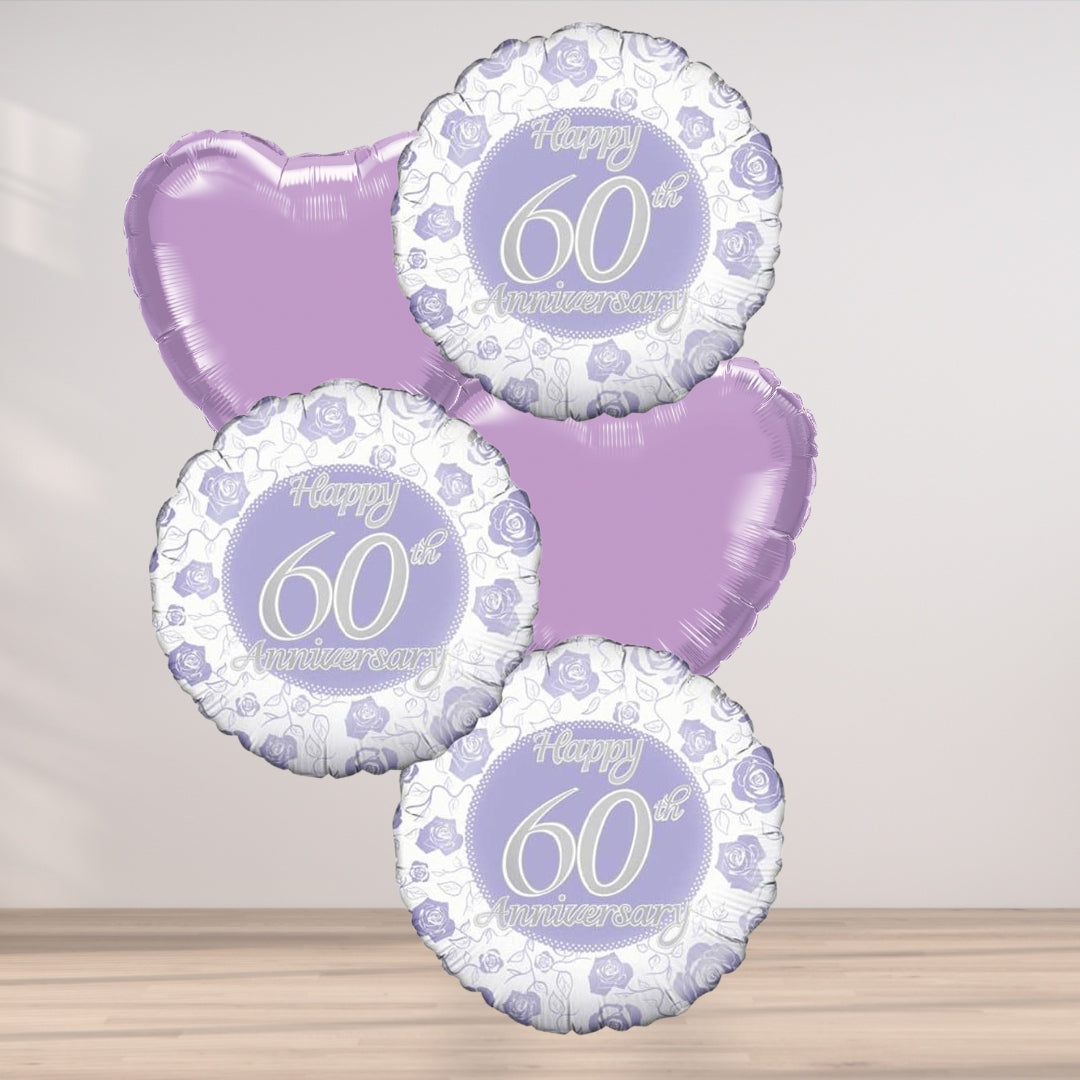 5 Balloon Cluster Happy 60th Anniversary