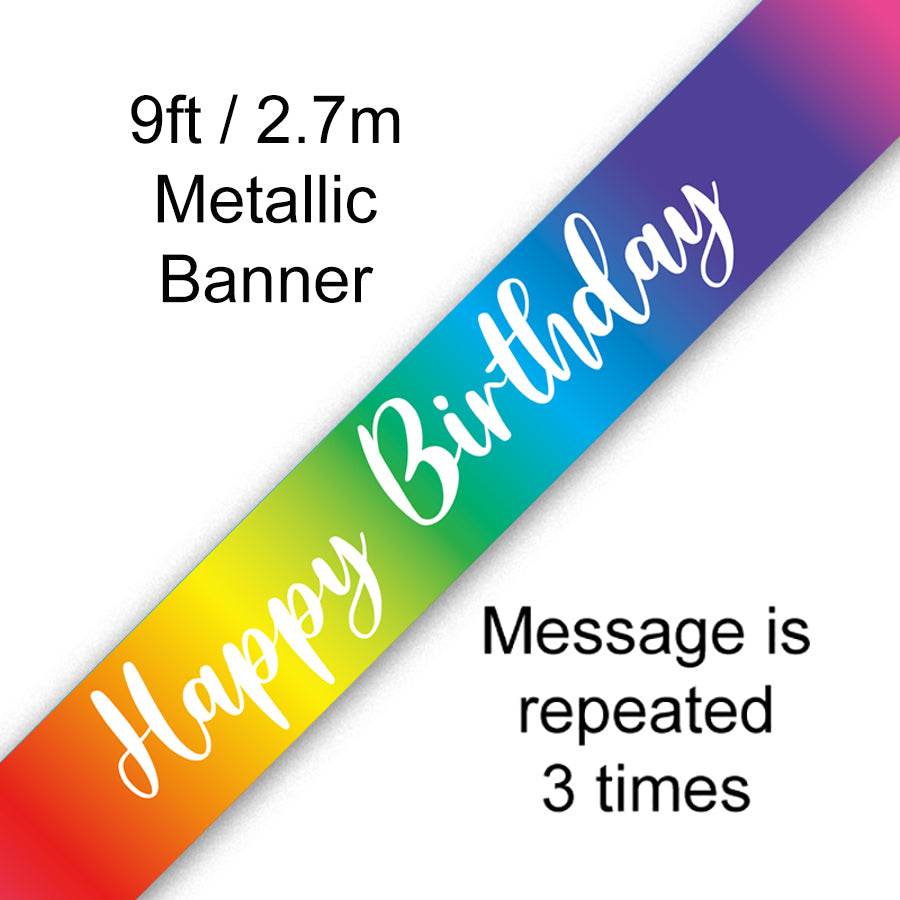 Rainbow Birthday Banners 3.9m - Eternity Party Express