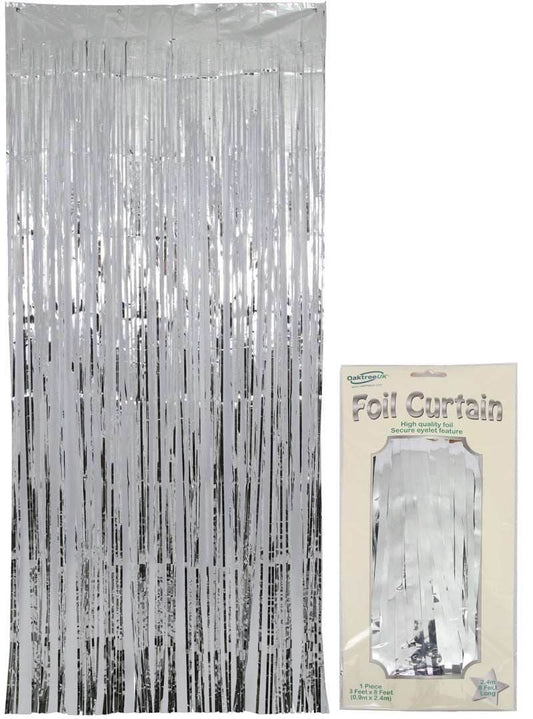 Metallic Silver Foil Door Curtain - Eternity Party Express