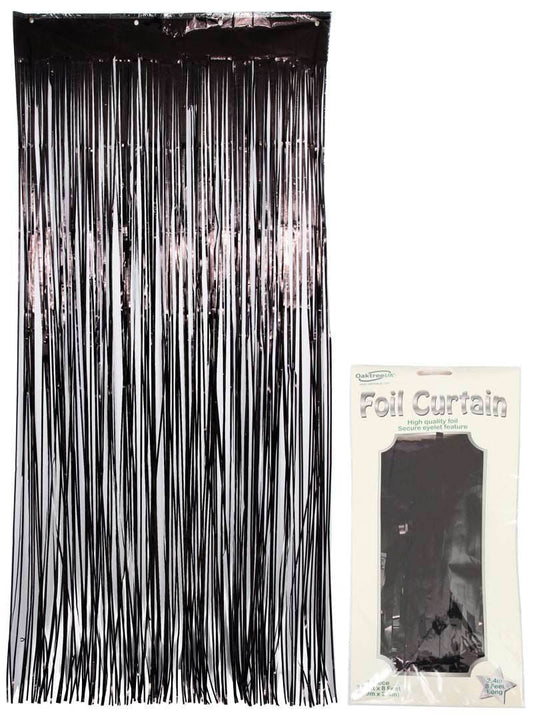 Metallic Black Foil Door Curtain - Eternity Party Express