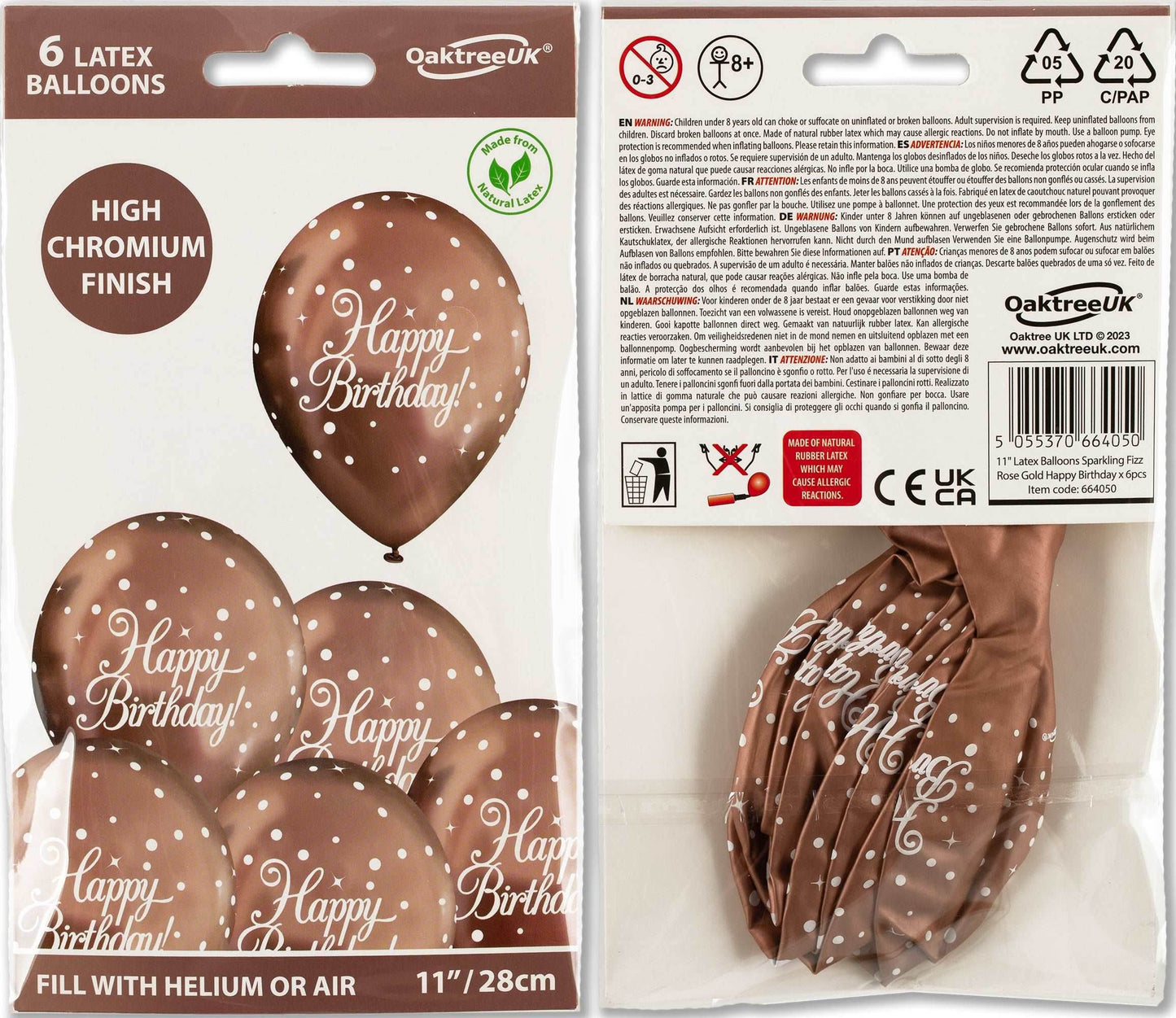 Latex Balloons Dots Metallic Rose Gold Happy Birthday - Eternity Party Express