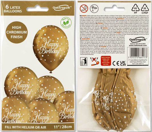 Latex Balloons Dots Metallic Gold Happy Birthday - Eternity Party Express