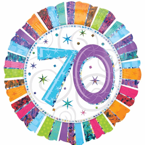 Radiant Multicolour 70th Foil Balloon - Eternity Party Express