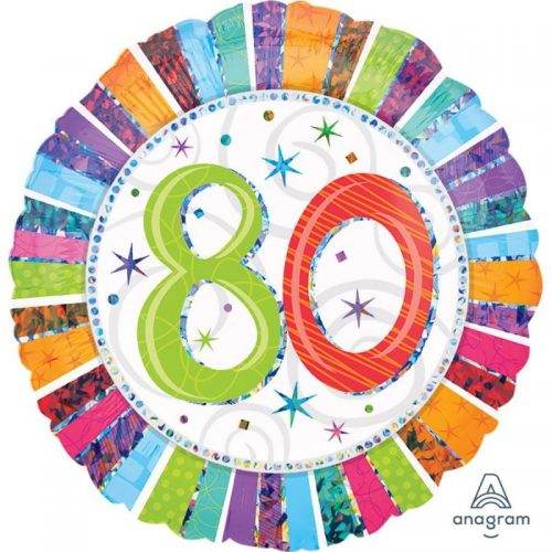 Radiant Multicolour 80th Foil Balloon - Eternity Party Express