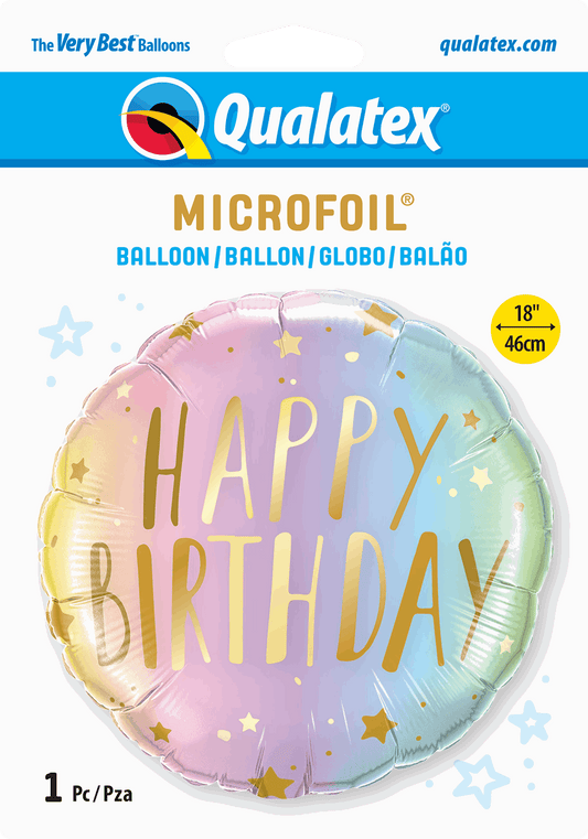 Pastel Ombre And Stars Birthday Foil Balloon - Eternity Party Express