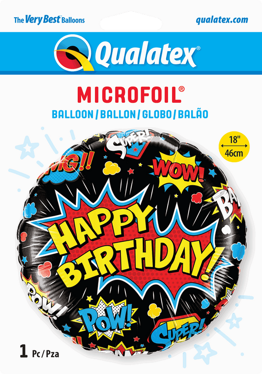 Black Super Hero Happy Birthday Foil Balloon - Eternity Party Express