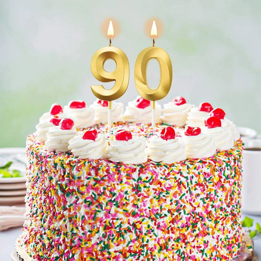 90th Gold Number Candle