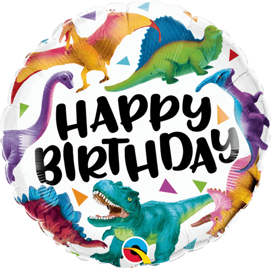 Colourful Dinosaurs Happy Birthday Foil Balloon - Eternity Party Express