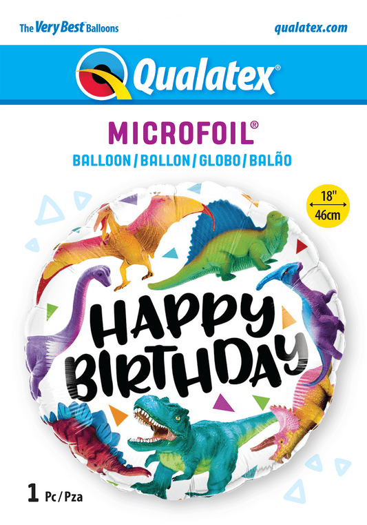 Colourful Dinosaurs Happy Birthday Foil Balloon - Eternity Party Express