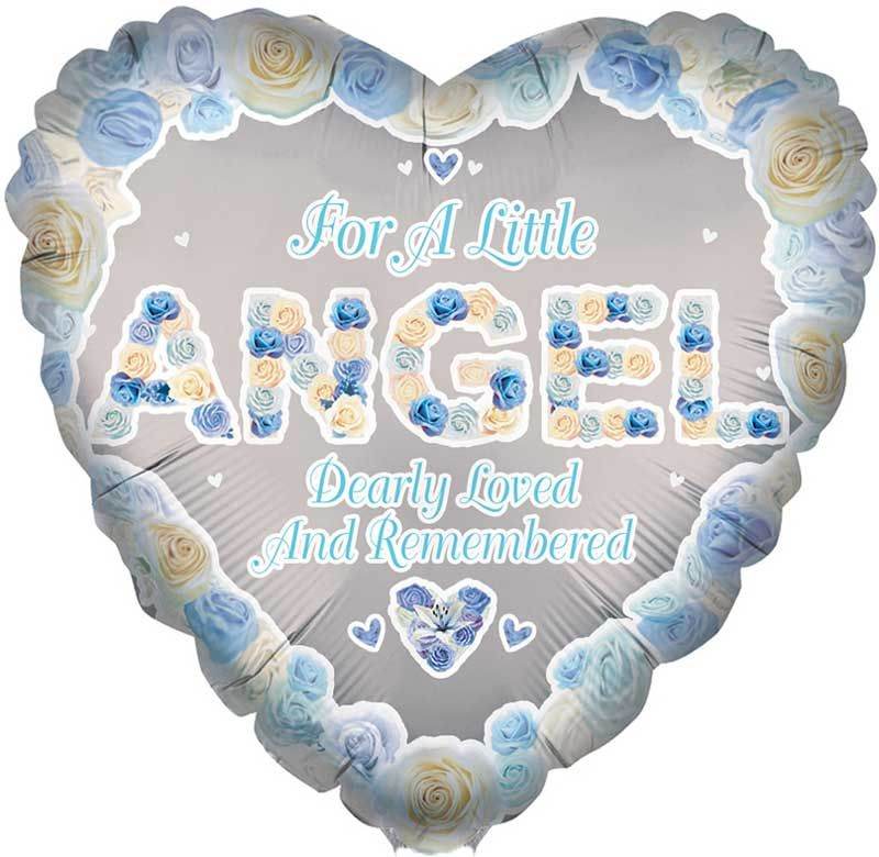 Just For A Little Angel Remembrance Blue Heart Foil Balloon - Eternity Party Express