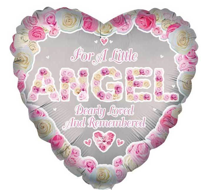Just For A Little Angel Remembrance Pink Heart Foil Balloon - Eternity Party Express