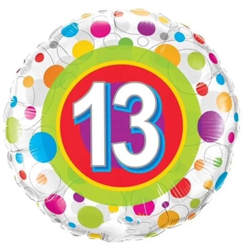 Age 13 Colourful Dots Birthday Foil Balloon - Eternity Party Express