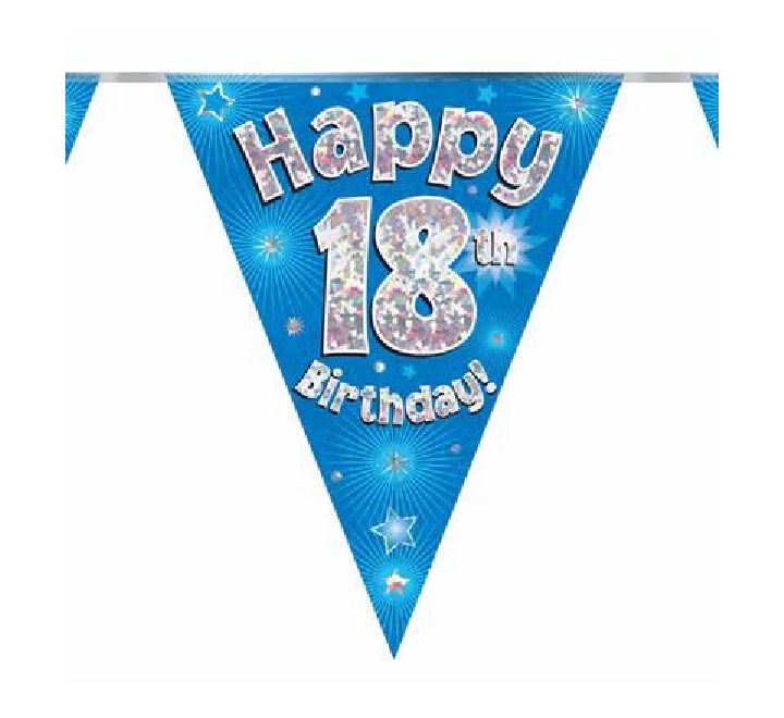 Happy 18th Birthday Blue And Silver Bunting