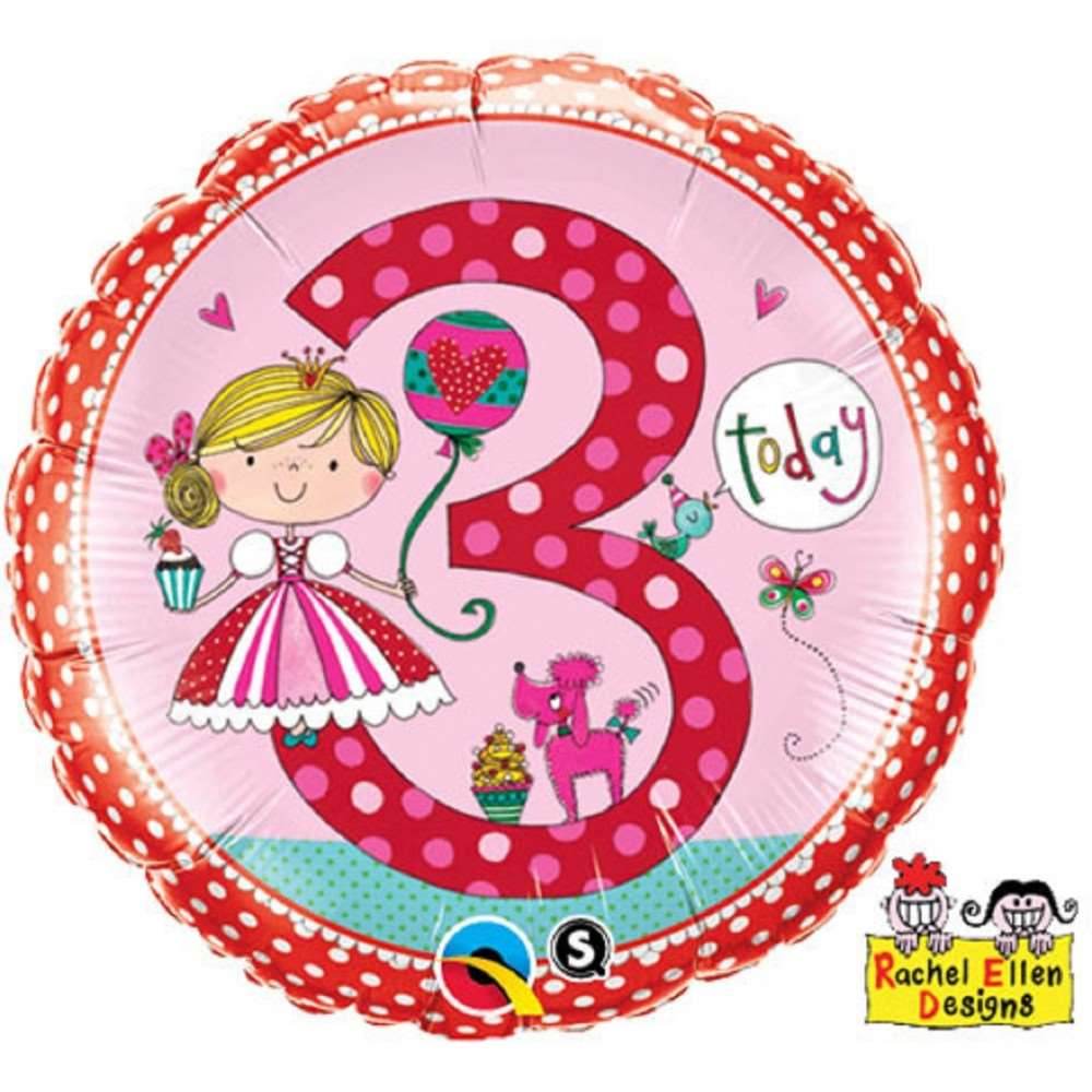 Age 3 Princess Polka Dots Foil Balloon - Eternity Party Express