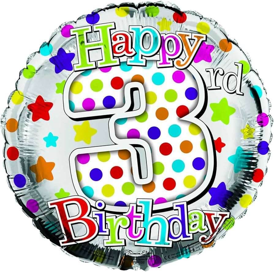 Age 3 Simon Elvin Foil Balloon - Eternity Party Express