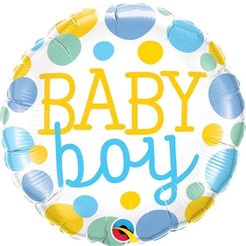 Baby Boy Multicoloured Dots Foil Balloon - Eternity Party Express