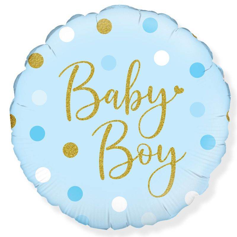 Baby Boy Dots Holographic Foil Balloon - Eternity Party Express