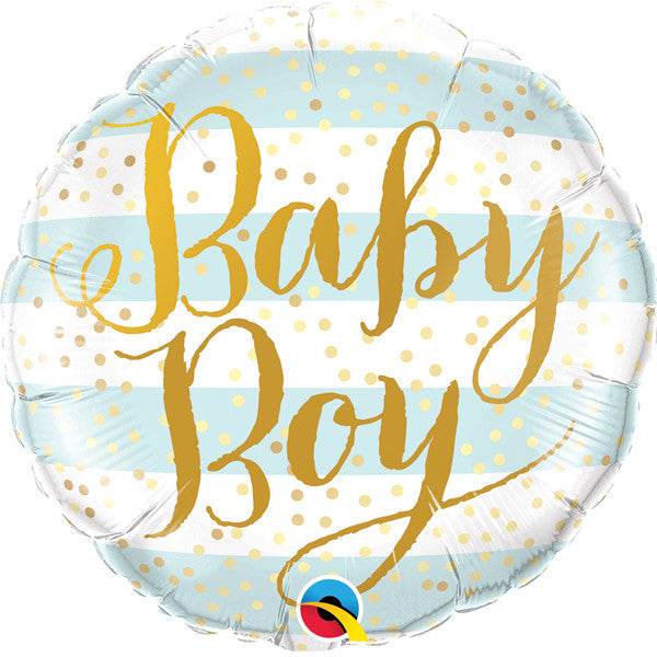 Baby Boy Blue and Gold Dot Foil Balloon - Eternity Party Express