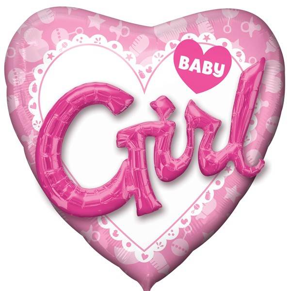 Baby Girl Multi Heart Shaped 3D Effect Supershape Helium Foil Balloon. - Eternity Party Express