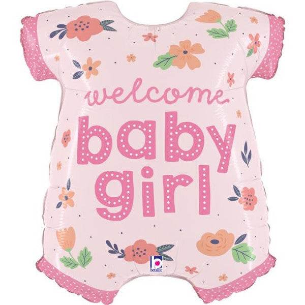 Welcome Baby Girl Pink Baby Vest Foil Balloon - Eternity Party Express