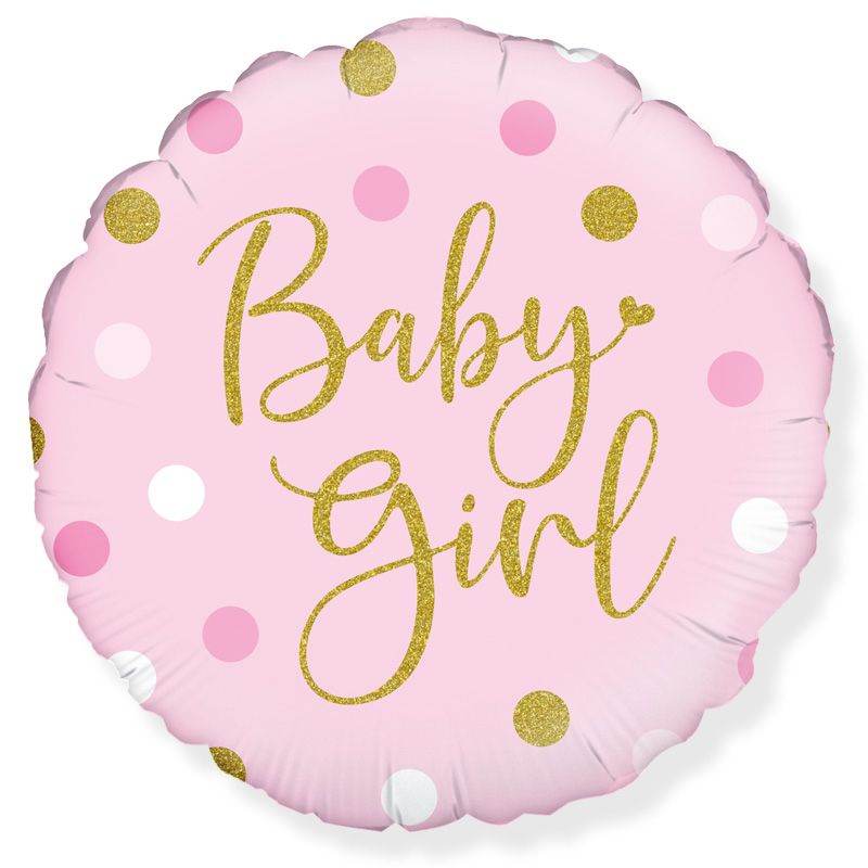 Baby Girl Dots Holographic Foil Balloon - Eternity Party Express
