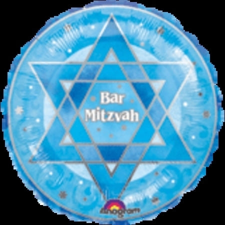 Bar Mitzvah Star Of David Blue Foil Balloon
