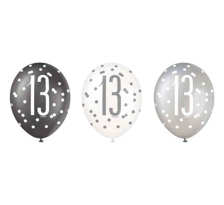 Birthday Glitz Black Latex Balloons Age 13 - Eternity Party Express