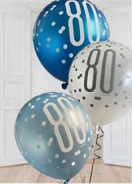 Birthday Glitz Blue Latex Balloons Age 80