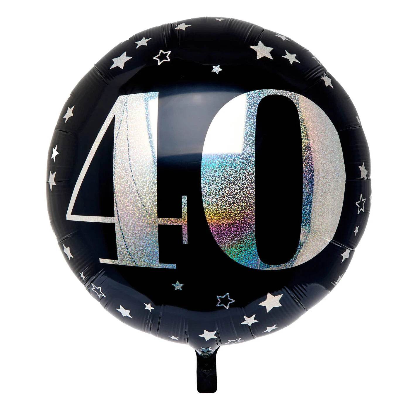 Black & Silver 40th Birthday 31 Inch Foil Balloon - Eternity Party Express