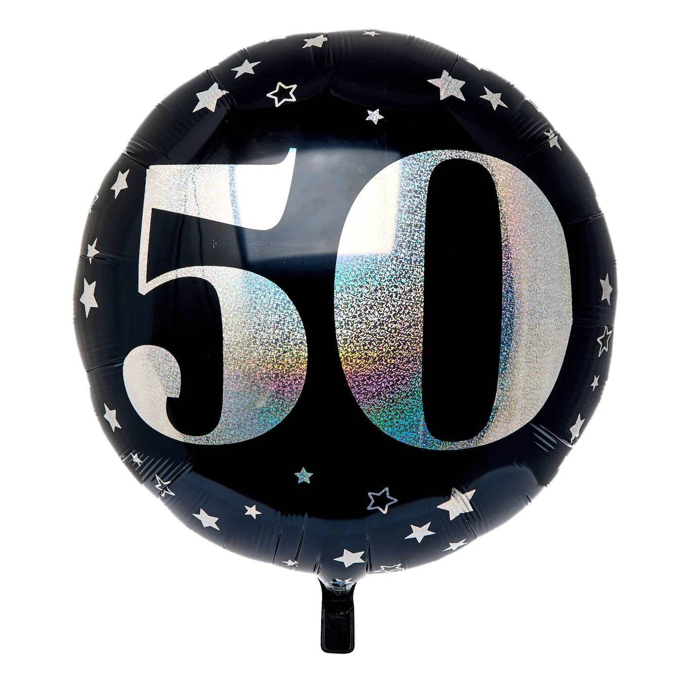 Black & Silver 50th Birthday 31 Inch Foil Balloon - Eternity Party Express