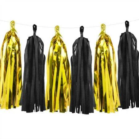 Black and Gold Foil Tassel Garland - Eternity Party Express