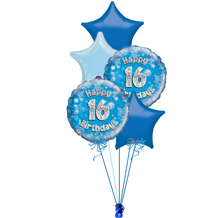 5 Balloon Cluster Blue 16th Birthday
