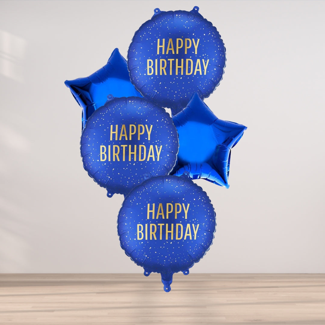 Blue And Gold Happy Birthday Foil