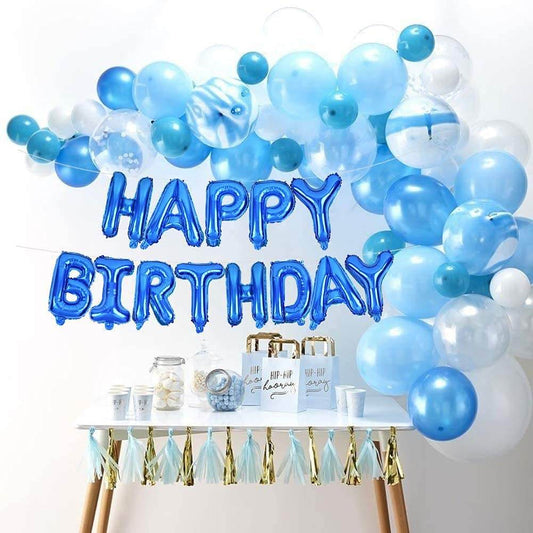 Happy Birthday Blue Air Filled Balloons - Eternity Party Express