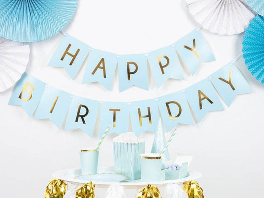 Blue Letter Happy Birthday Banner - Eternity Party Express