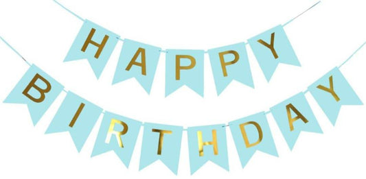 Blue Letter Happy Birthday Banner - Eternity Party Express