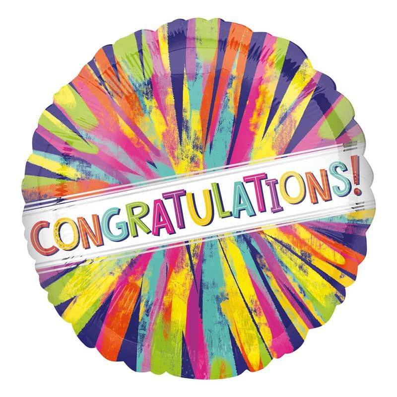 Congratulations Painterly Burst Foil Balloon - Eternity Party Express