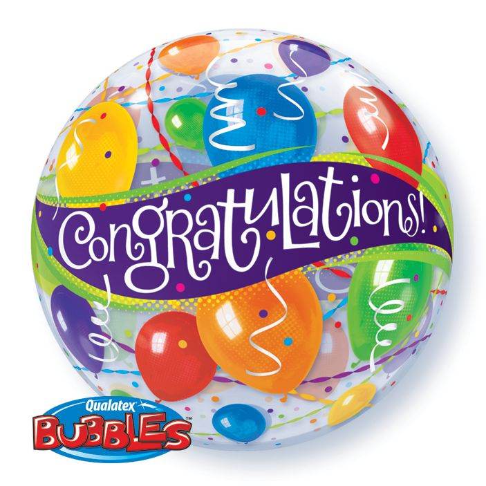 Congratulations Colour Balloon Bubble Balloon - Eternity Party Express