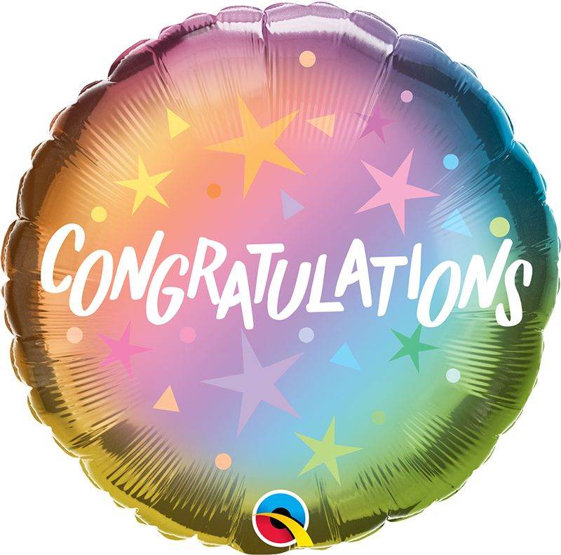 Congratulations Ombre And Star Foil Balloon - Eternity Party Express
