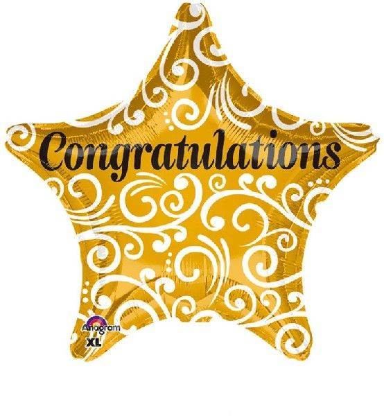 Congratulations Gold Star Foil Balloon - Eternity Party Express