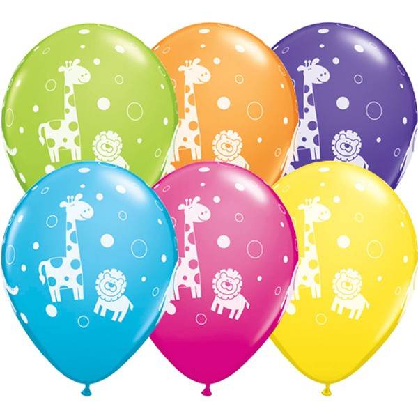 Cute & Cuddy Jugle Animals Latex Balloons 25 Pack - Eternity Party Express