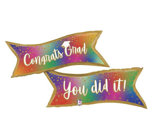Colorful Banner Grad Shaped Foil Balloon - Eternity Party Express