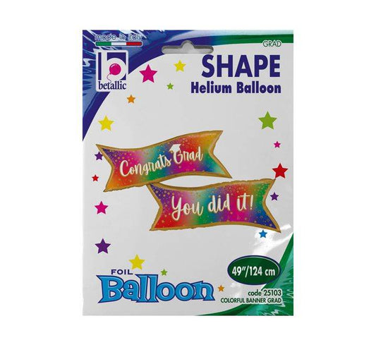 Colorful Banner Grad Shaped Foil Balloon - Eternity Party Express