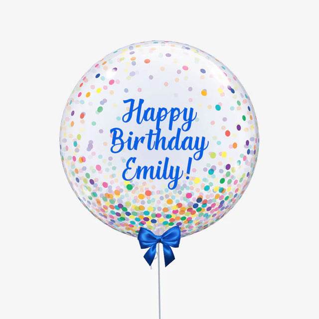 Personalised Colourful Confetti Bubble Balloon - Eternity Party Express