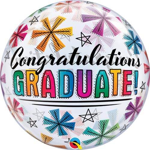 Congratulations Graduate And Stars Bubble Balloon - Eternity Party Express