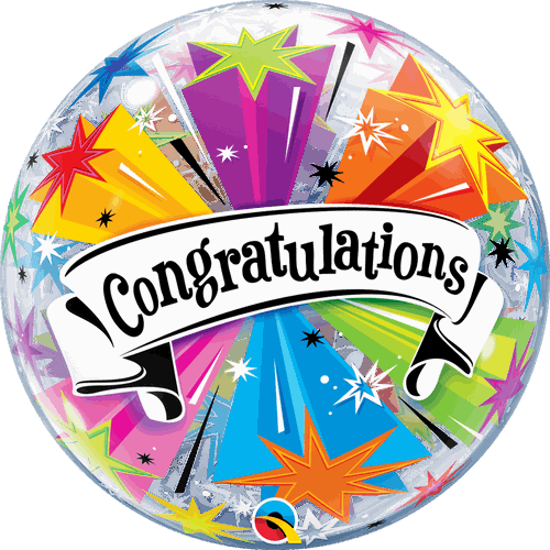 Congratulations Colour Blast Bubble Balloon - Eternity Party Express